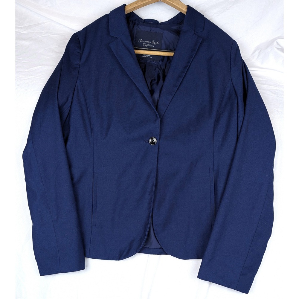 American Eagle Outfitters Navy Blue Single Button Blazer Jacket Size Large